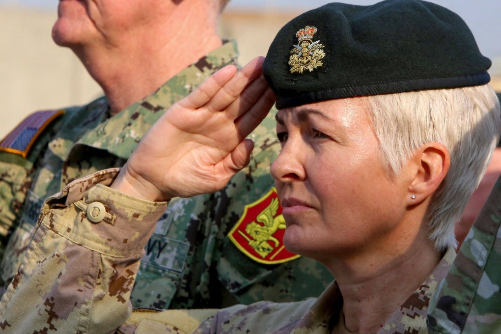 Highly decorated Canadian soldier Jennie Carignan salutes during a ceremony in Baghdad, Iraq, in November 2019. Photo: AFP