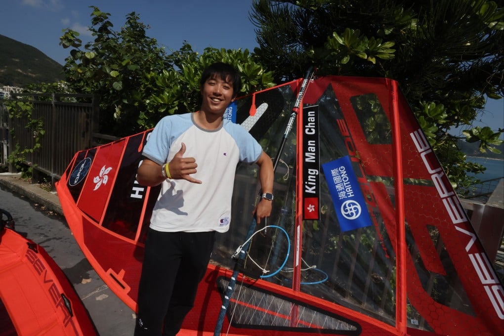 Hong Kong windsurfer Cheng Ching-yin at the Asian Windsurfing Championships at Stanley Beach in 2022. Photo: Jonathan Wong