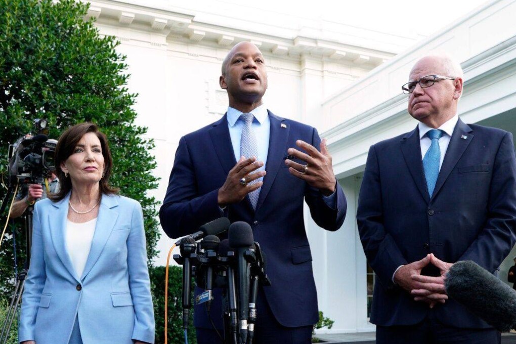 Kathy Hochul, governor of New York, Wes Moore, governor of Maryland, and Tim Walz, governor of Minnesota. Photo: Bloomberg