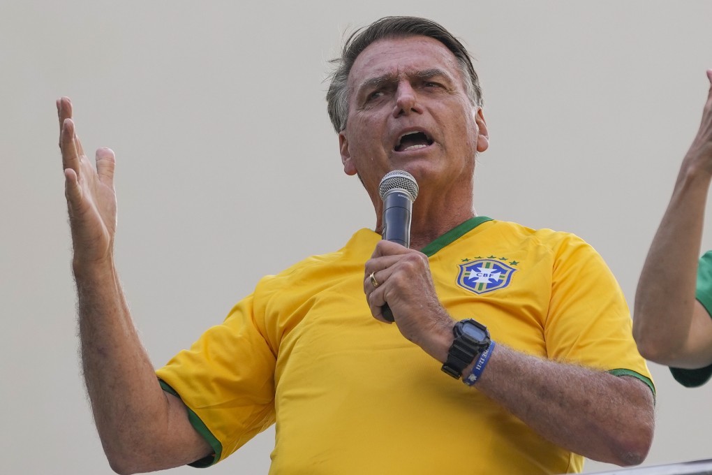 Former Brazilian president Jair Bolsonaro addresses supporters during a rally in Sao Paulo in February. Photo: AP