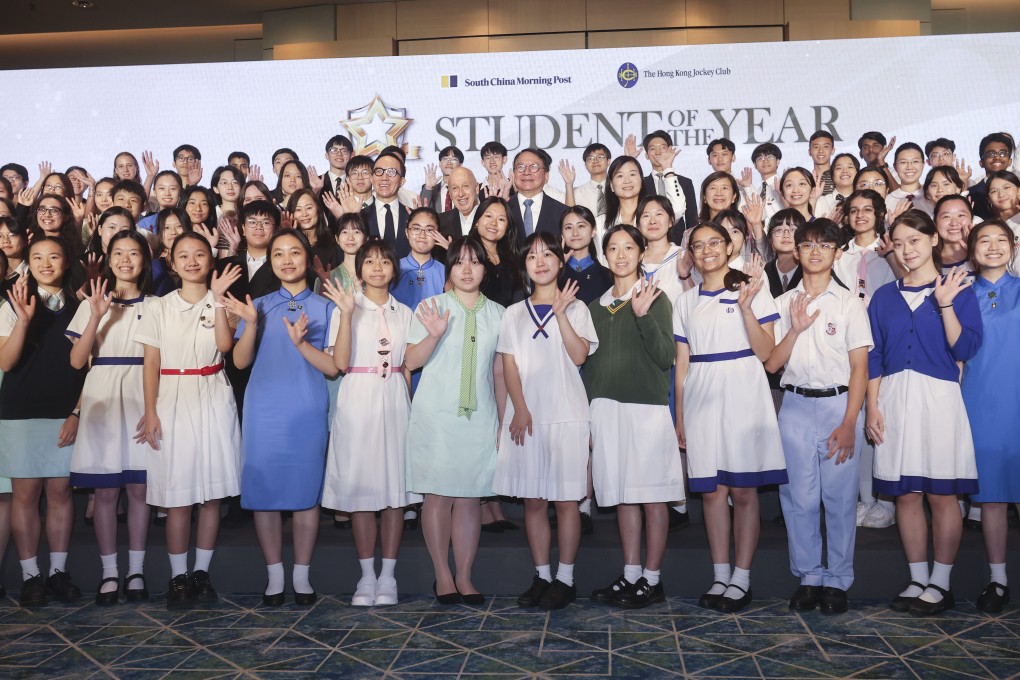 Hong Kong secondary school students with their awards. Photo: Edmond So