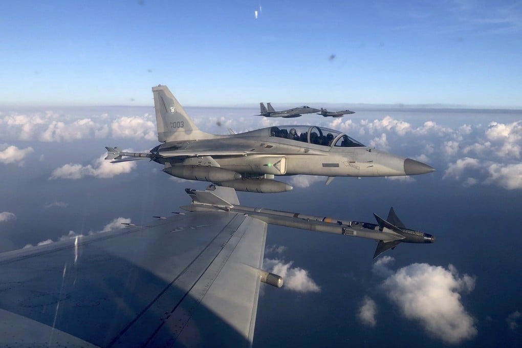 Philippine and US fighter jets patrol the airspace above the South China Sea in 2023. Photo: PAF via AP