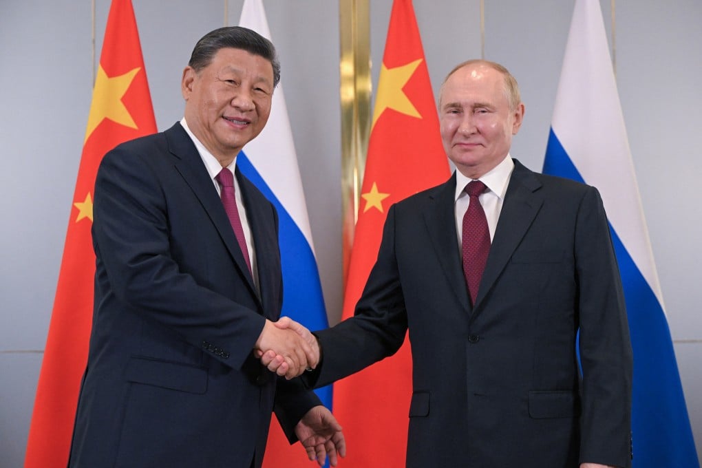 Chinese President Xi Jinping and Russian counterpart Vladimir Putin meet on the sidelines of the SCO leaders’ summit in Astana, Kazakhstan, on Wednesday. Photo: TNS