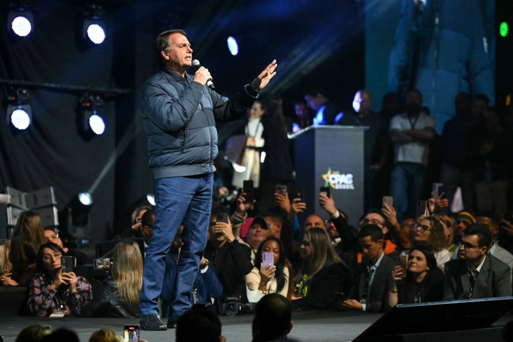 Former Brazilian president Jair Bolsonaro speaks during a rally in Balneario Camboriu on July 6. Photo: AFP