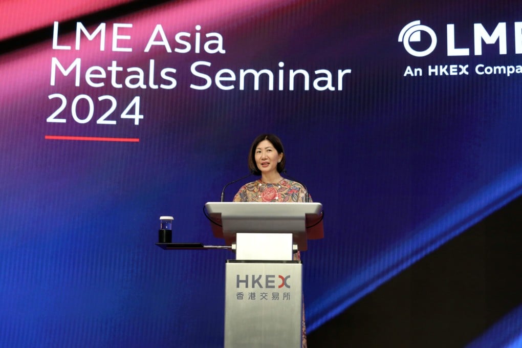 Bonnie Chan, Chief Executive of Hong Kong Exchanges and Clearing Limited (HKEX), speaks at LME Asia Week on June 27, 2024. Photo: Xiaomei Chen