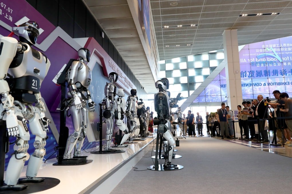 Several Chinese robotics firms have put their humanoid robots on display at the World Artificial Intelligence Conference in Shanghai this year. Photo: Xinhua