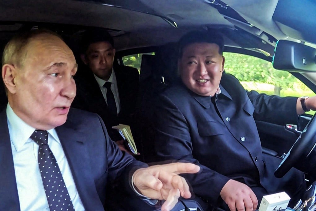 Russian President Vladimir Putin, left, visited North Korea last month where he signed a “treaty on the comprehensive strategic partnership” with Kim Jong-un, right, during the trip. Photo: KCNA via KNS/AFP