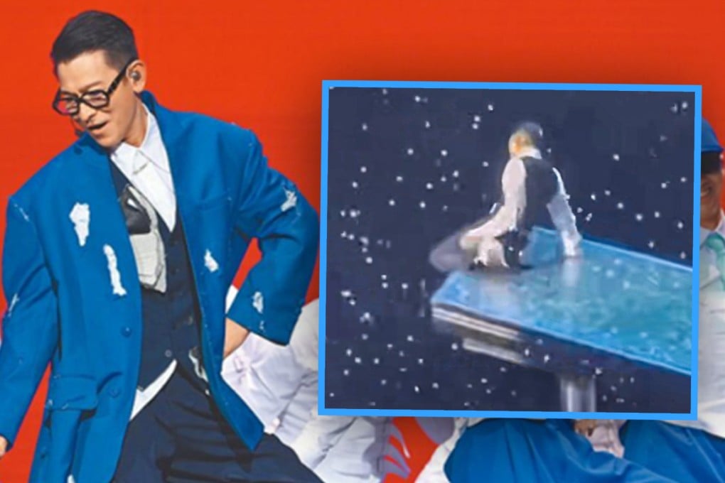 Hong Kong superstar Andy Lau Tak-wah has apologised to his fans after he performed a dangerous on-stage stunt at a comeback concert in Shanghai. Photo: SCMP composite/Weibo/Douyin