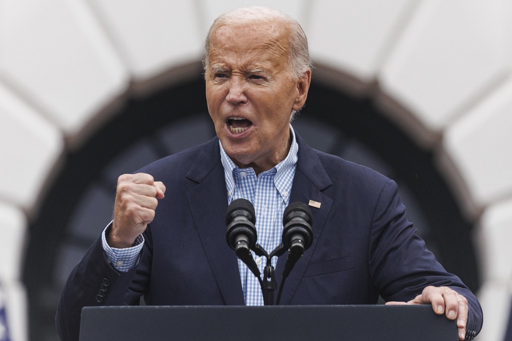 US President Joe Biden giving a speech outside the White House on Thursday. Photo: TNS