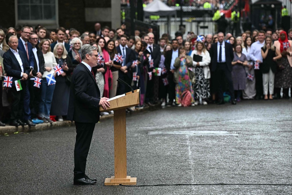 Britain’s new Prime Minister Keir Starmer addresses the nation after his election victory, outside 10 Downing Street in London on July 5. Photo: AFP