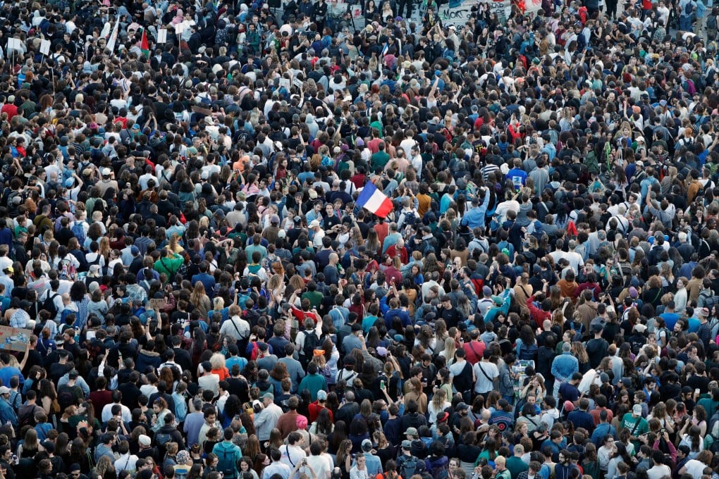 A crowd at Republique Square in Paris on Sunday. Photo: AFP