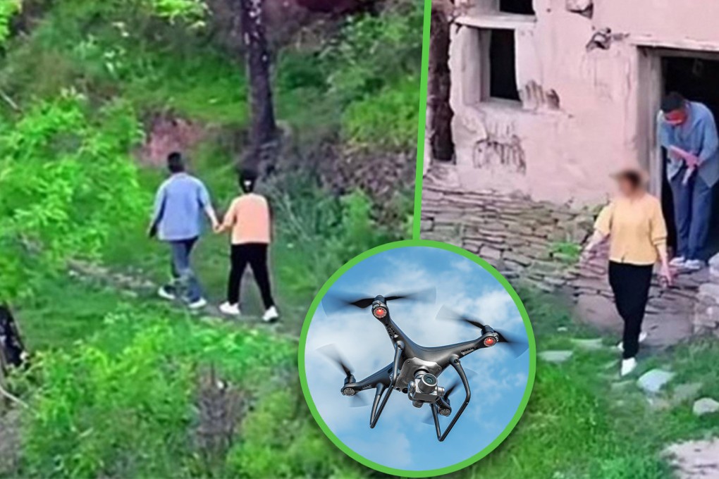 The story of a suspicious husband in China who employed drone technology to expose his wife’s secret affair has captivated mainland social media. Photo: SCMP composite/Shutterstock/Weibo