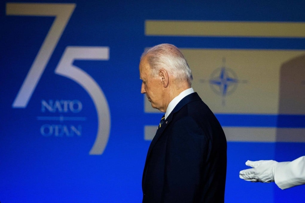 US President Joe Biden at the Nato summit in Washington on Tuesday. Photo Bloomberg