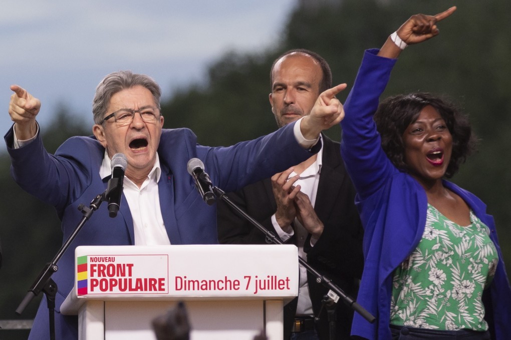 Jean-Luc Melenchon, the polarising firebrand of the hard-left France Unbowed (LFI) party, reacts to the surprising results of France’s election on July 7, which put his New Popular Front coalition in the lead. Photo: EPA-EFE