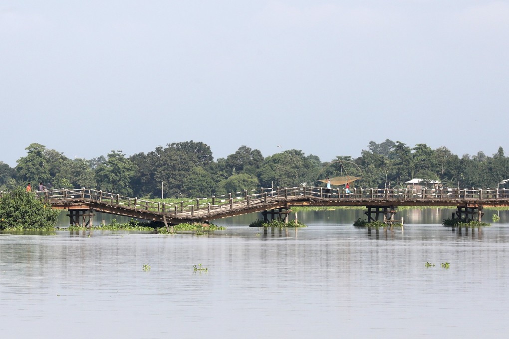 A bridge collapsed in flood-hit Morigaon, India’s Assam state, on July 5. Photo: EPA-EFE