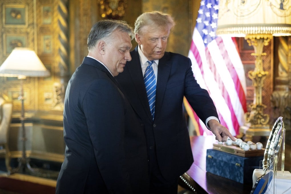 Hungarian Prime Minister Viktor Orban and Donald Trump at Trump’s Mar-a-Lago estate in Palm Beach, Florida in March. File photo: EPA-EFE/Zoltan Fischer