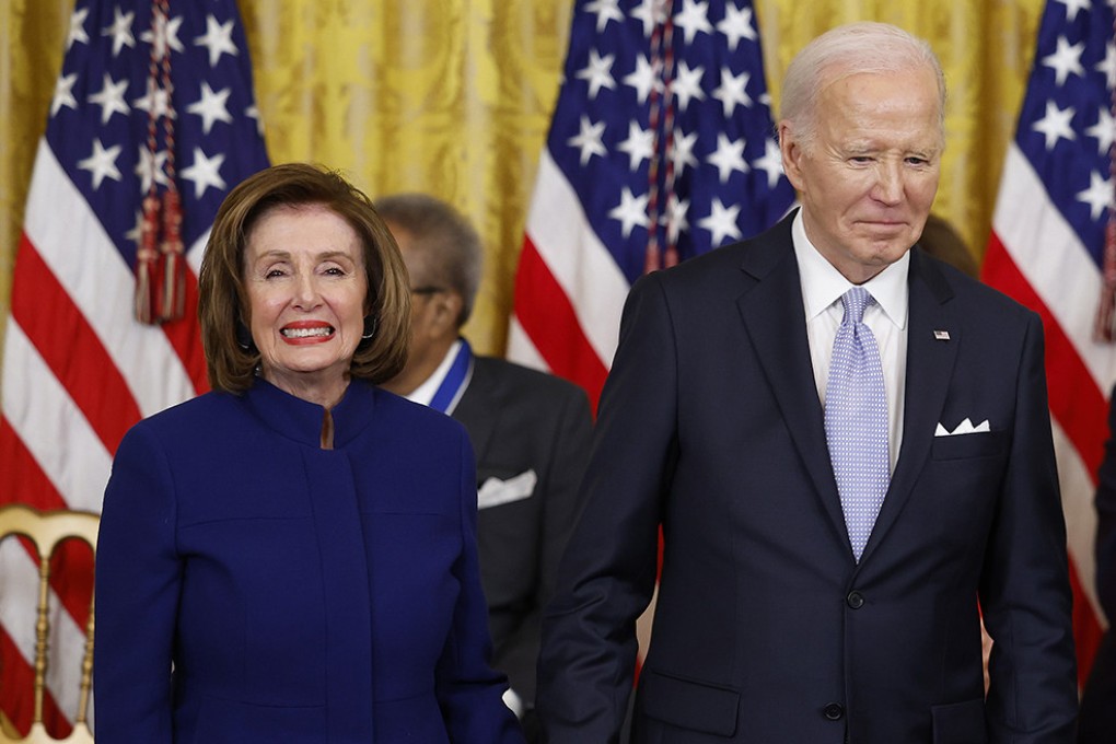 Former House Speaker Nancy Pelosi and US President Joe Biden. File photo: TNS