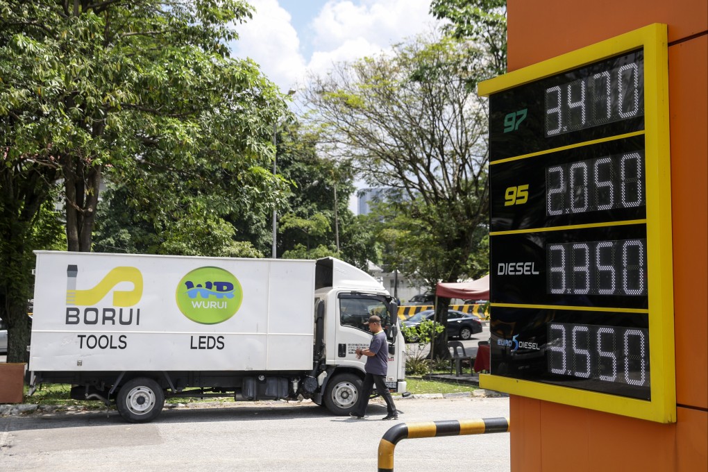 The price of diesel is seen at a petrol station in Kuala Lumpur last month. Photo: EPA-EFE