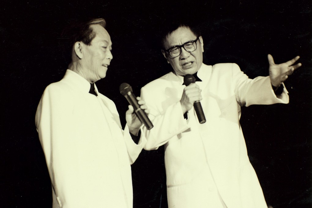 Lyricist James Wong Jim (right) and composer Joseph Koo Ka-fai wrote 236 songs during a three-decade partnership that began in Hong Kong in 1972, as well as advertising jingles and TV show theme tunes. Photo: Joseph Koo family collection
