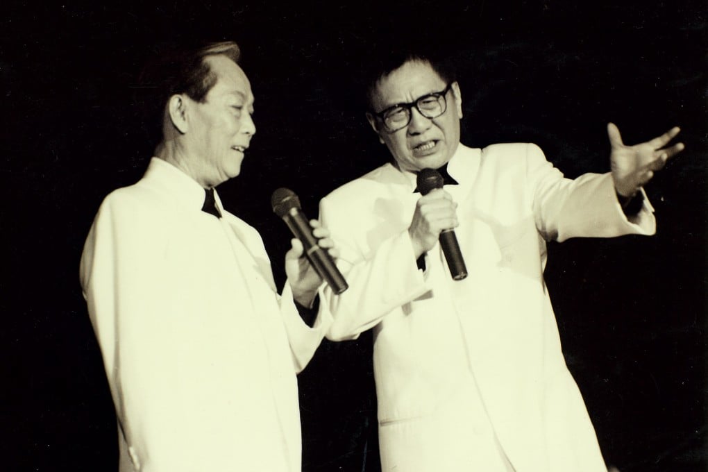 Lyricist James Wong Jim (right) and composer Joseph Koo Ka-fai wrote 236 songs during a three-decade partnership that began in Hong Kong in 1972, as well as advertising jingles and TV show theme tunes. Photo: Joseph Koo family collection