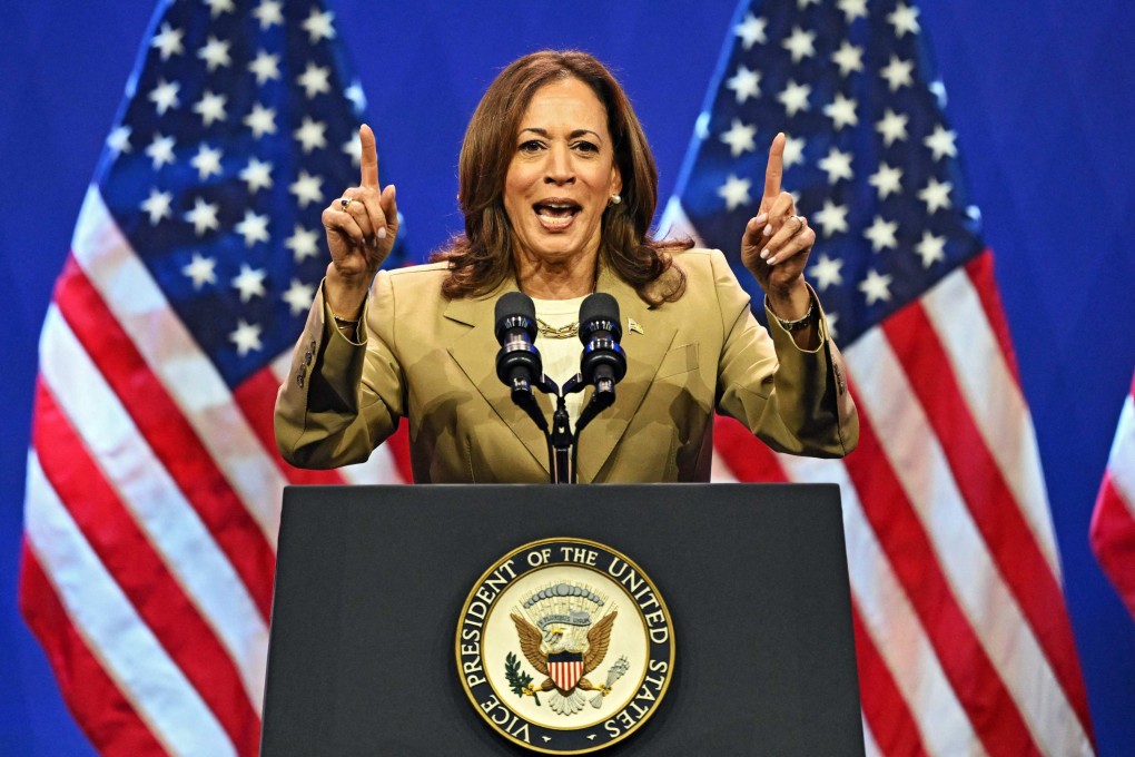 Vice President Kamala Harris at the Asian and Pacific Islander American Vote Presidential Town Hall at the Pennsylvania Convention Center in Philadelphia on Saturday. Photo: AFP