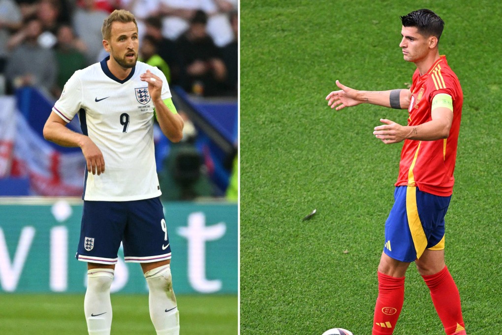 Harry Kane (left) hopes to lift England’s first trophy in 58 years but Alvaro Morata will aim to crown Spain’s impressive Euro 2024. Photo: AFP