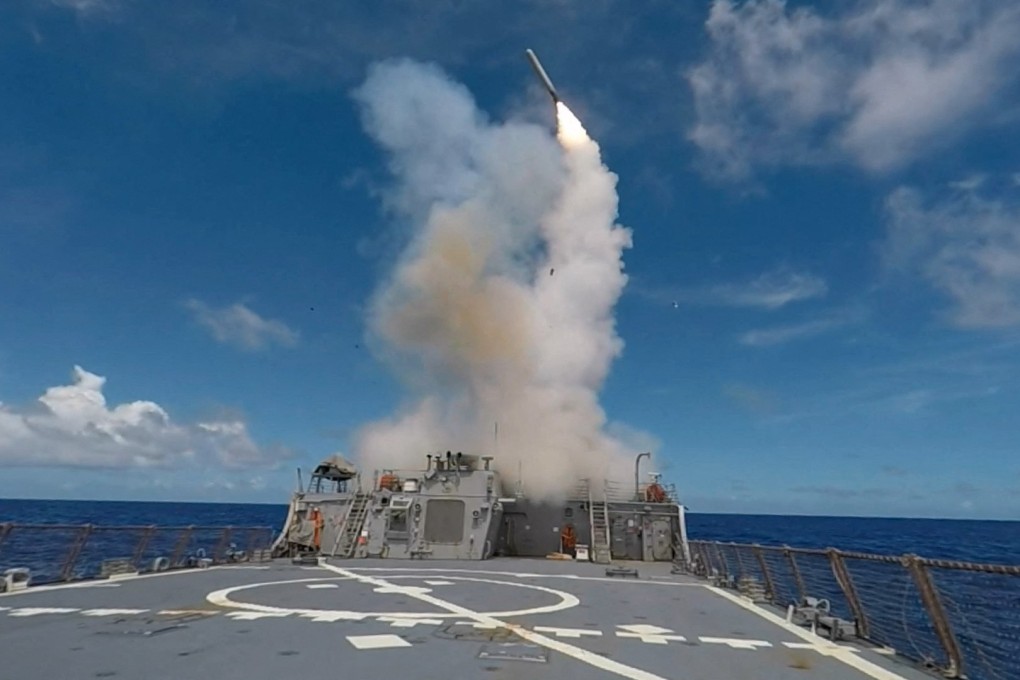 A Tomahawk Missile being launched from guided-missile destroyer USS Stethem during a military exercise in September 2016. The US is planning to periodically station long-range missiles in Germany. Photo: US Navy via AFP