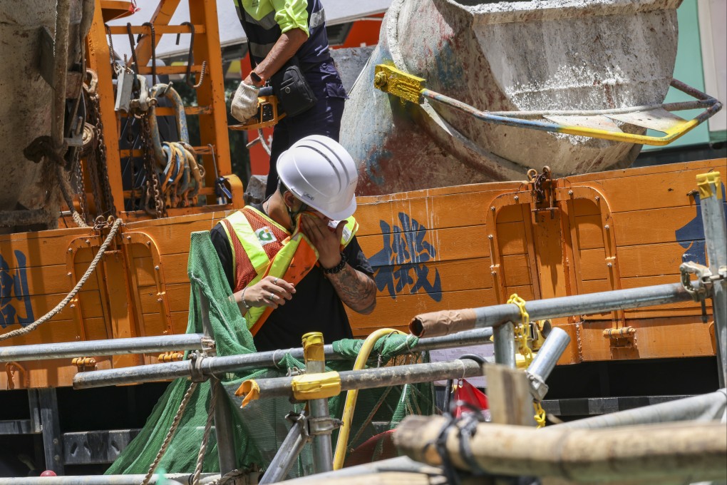 A construction worker works at a construction site under hot weather in Kowloon City on June 12, 2024. Photo: Yik Yeung-man