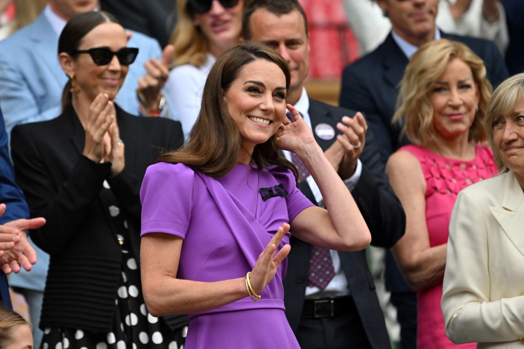 The Princess of Wales arrives in the Royal Box on Centre Court to attend the men’s singles final tennis match. Photo: AFP