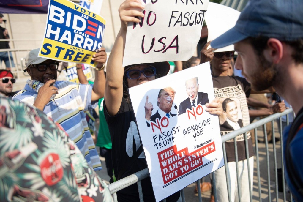 Demonstrators during a Philadelphia Democrats ‘Rally Against Trump!’ demonstration in Philadelphia, Pennsylvania, US, on June 22, 2024. Photo: Bloomberg