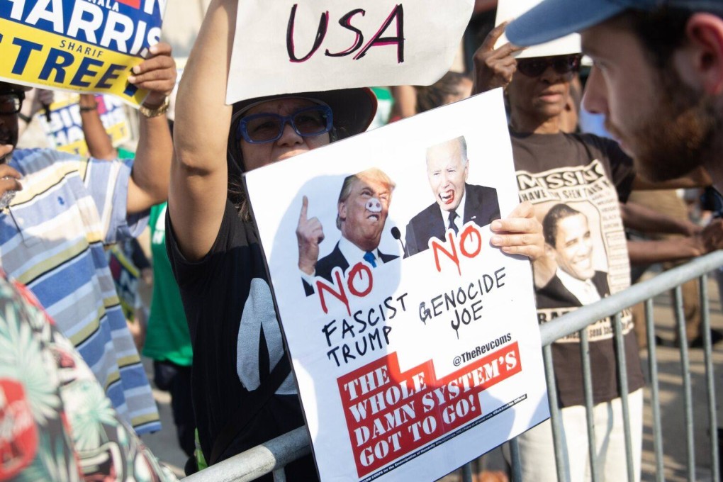 Protesters hold a ‘Rally Against Trump!’, organised by Philadelphia Democrats, in Pennsylvania last month. Photo: Bloomberg