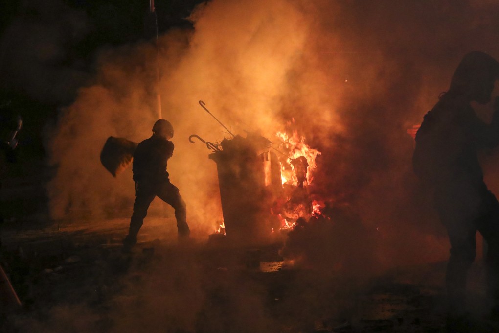 Clashes break out between riot police and student protesters at the Chinese University of Hong Kong in Sha Tin in 2019. Photo: Sam Tsang