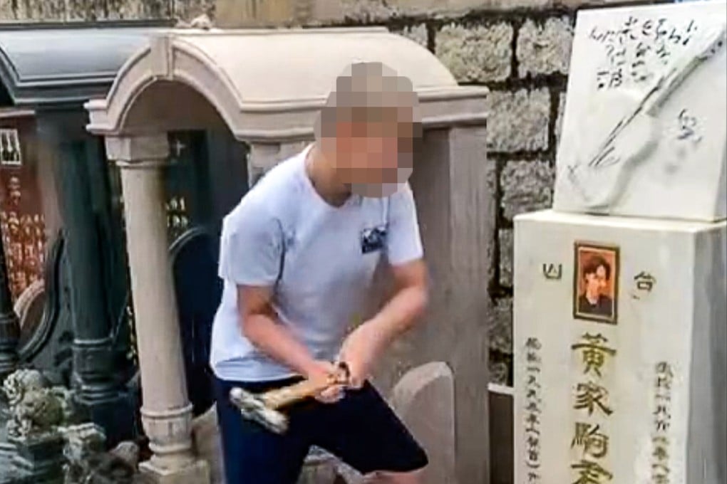 Both defendants earlier pleaded guilty to criminal damage for vandalising Wong Ka-kui’s burial site. Photo: Facebook/Booska Kevin
