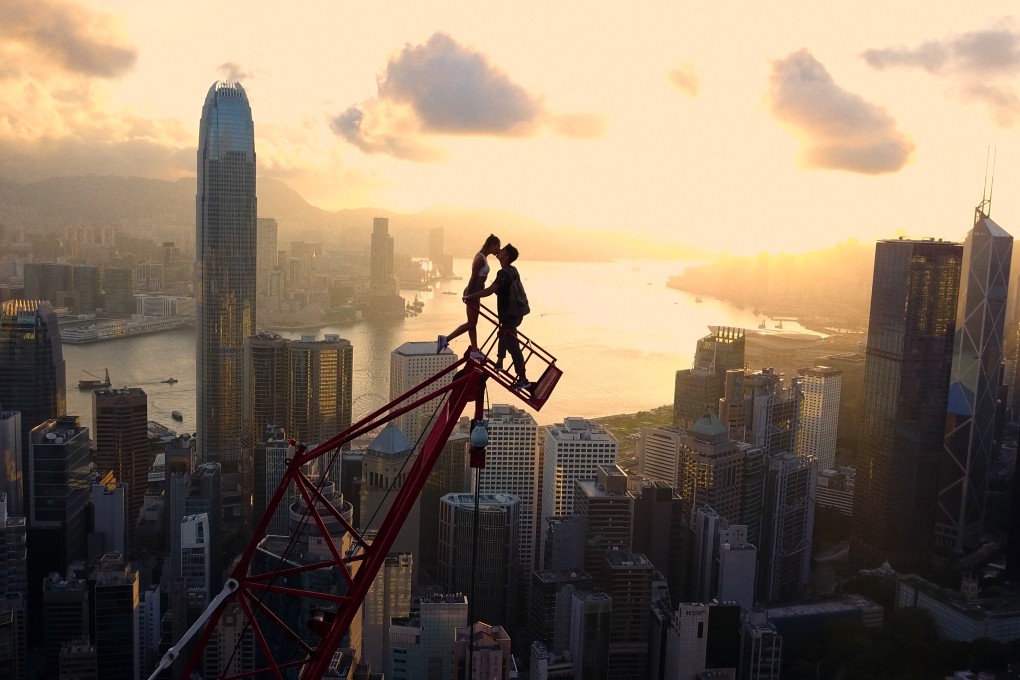 Angela Nikolau and Ivan Beerkus in Hong  Kong in a still from Skywalkers: A Love Story, which premieres on Netflix on July 19. Photo: Netflix