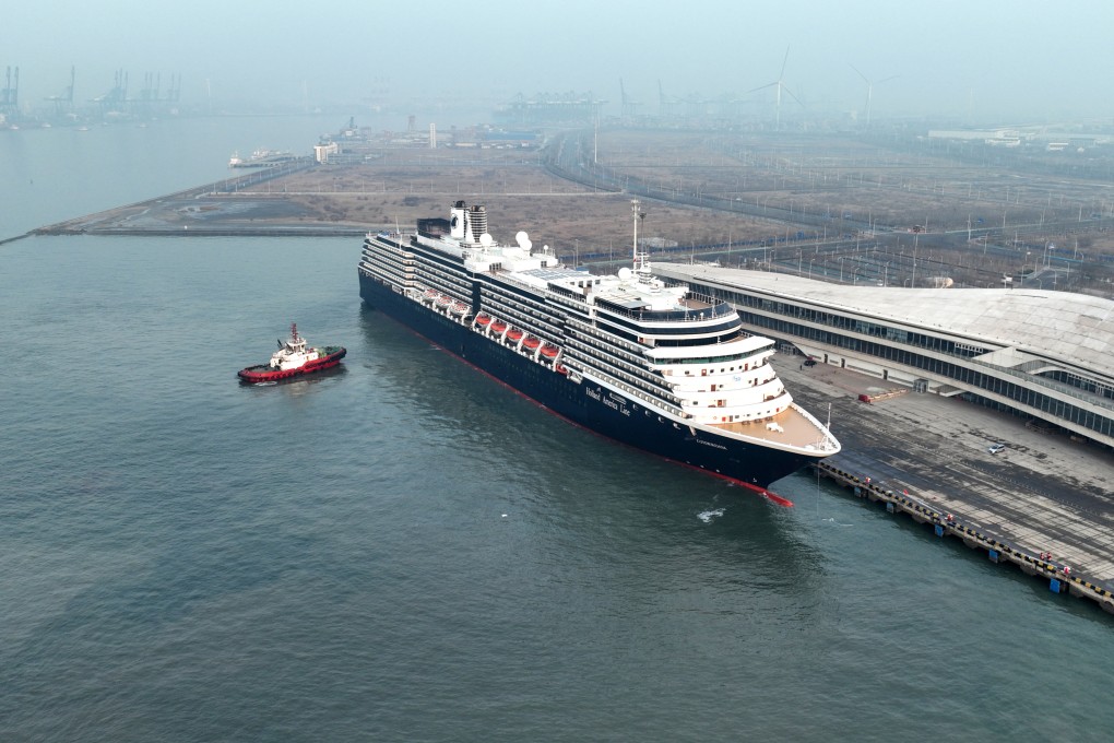 Cruise ship Zuiderdam, operated by Holland America Line, docking at Tianjin International Cruise Home Port in China’s northern port city of Tianjin. Photo: Xinhua