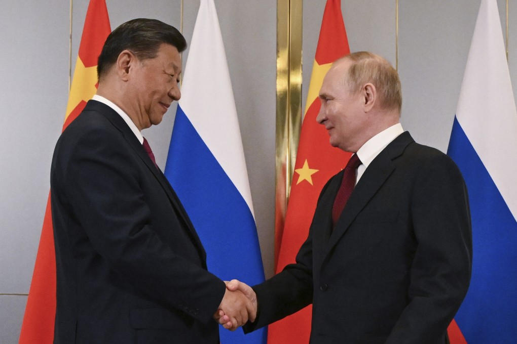 Russia’s President Vladimir Putin, right, and China’s President Xi Jinping in Astana, Kazakhstan on July 3. Photo: Sputnik / Kremlin Pool Photo via AP