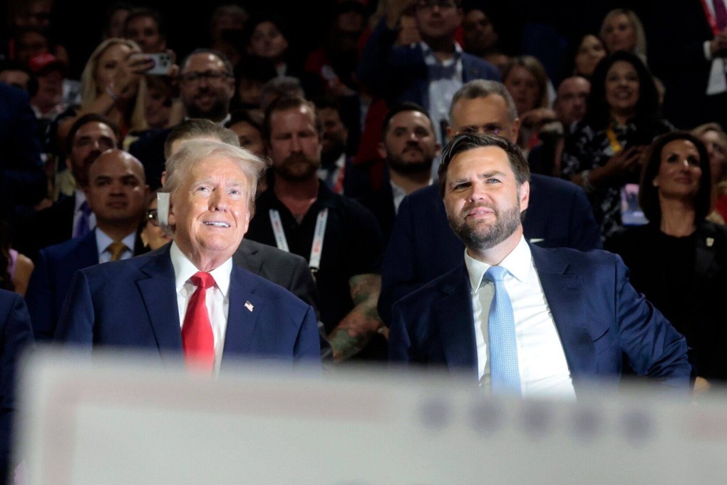 Former US President Donald Trump (centre), and Senator J.D. Vance (right) are expected to be aligned on Taiwan and trade with China. Photo: Bloomberg