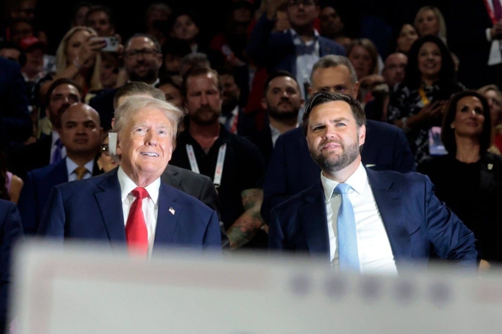 Former US President Donald Trump (centre), and Senator J.D. Vance (right) are expected to be aligned on Taiwan and trade with China. Photo: Bloomberg