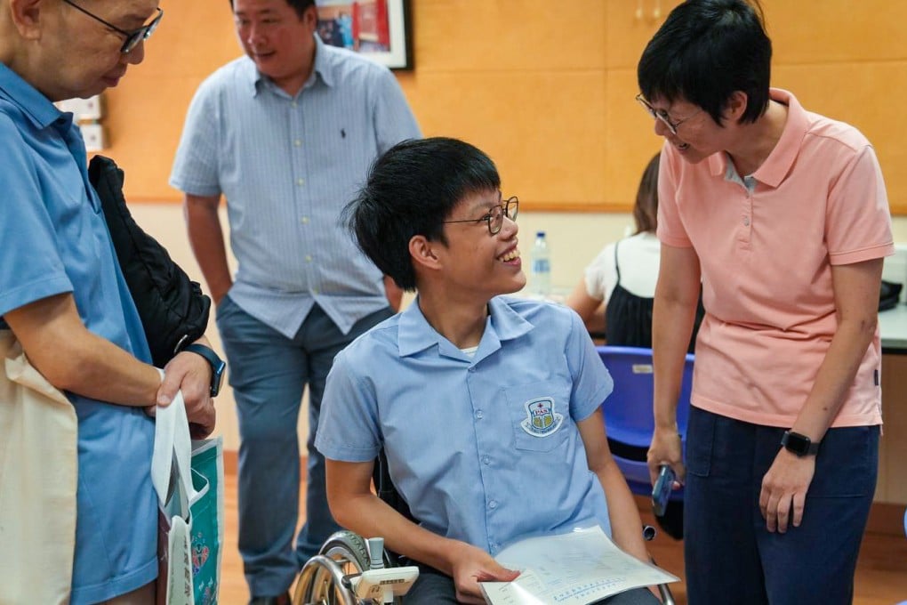 Pang Ching-ka, who has cerebral palsy, had difficulty sitting still for a long periods without having to stretch his muscles, which affected his ability to study. Photo: Sun Yeung