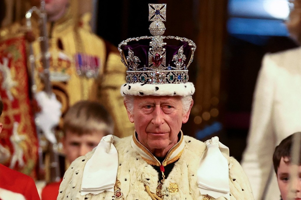 Britain’s King Charles wears the Imperial State Crown on the day of the State Opening of Parliament at the Palace of Westminster in London, Britain, July 17, 2024. REUTERS/Hannah McKay/Pool