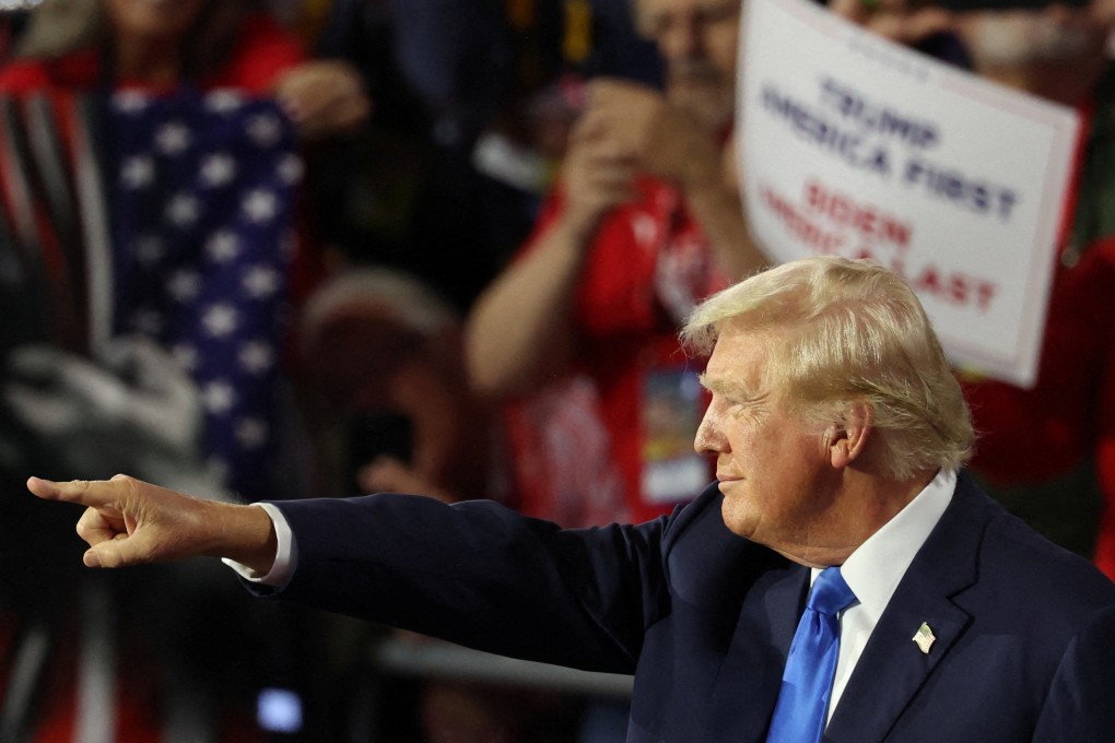 US presidential nominee Donald Trump arrives for the second day of the Republican National Convention in Milwaukee on Tuesday. Photo: Reuters