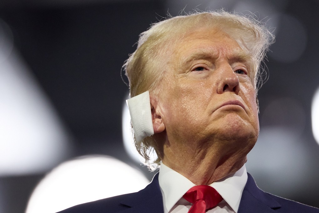 Republican presidential nominee Donald Trump listens to speeches on the opening day of the Republican National Convention (RNC) in Milwaukee, Wisconsin, on Monday. Photo: EPA-EFE