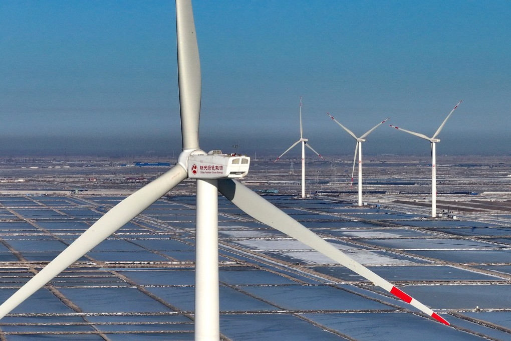 An aerial photo taken on December 22, 2023, shows a wind farm in Tangshan City, in north China’s Hebei province. Photo: Xinhua