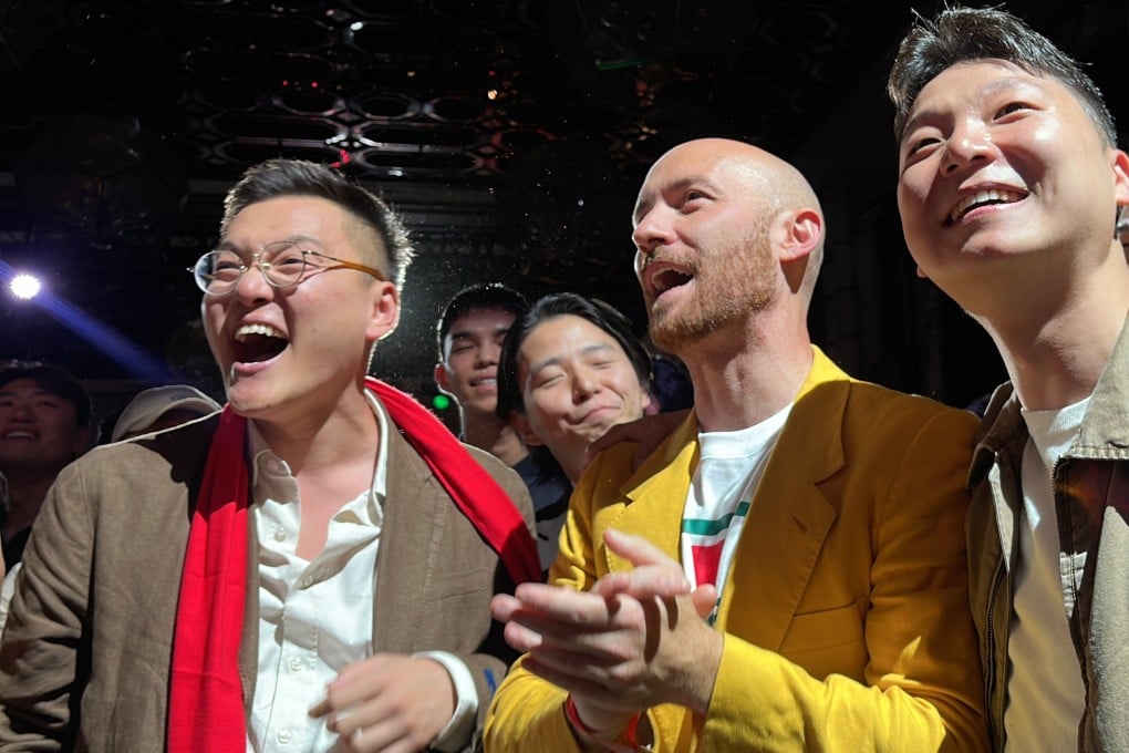Dohyung Kim of Seoul’s Zest bar (left) with Lorenzo Antinori of Hong Kong’s Bar Leone moments before the latter was announced as the No 1 bar at the Asia’s 50 Best Bars awards ceremony on July 16. Photo: Charmaine Mok