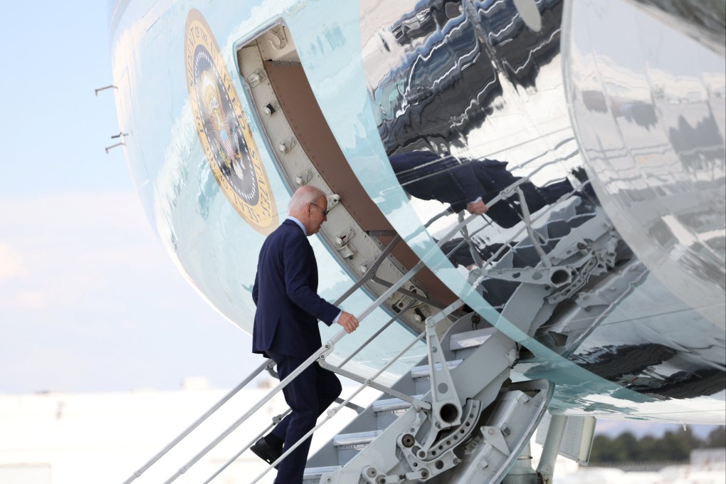 US President Joe Biden boards Air Force One at Harry Reid international airport in Las Vegas on Wednesday. Photo: Reuters