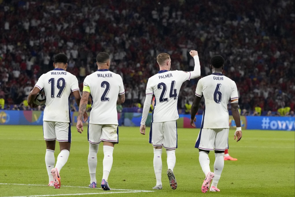 England’s Cole Palmer, (second right) celebrates with his teammates after scoring against Spain in the Euro 2024 final. Palmer’s FPL price has more than doubled for the new season. Photo: AP