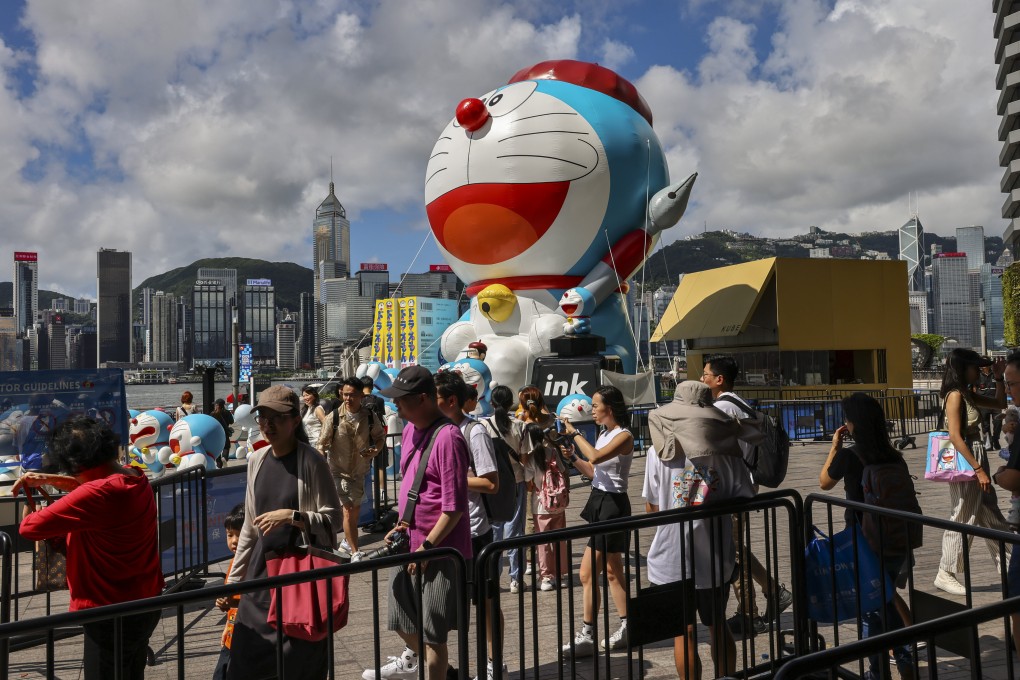 The 100% Doraemon & Friends Tour, an exhibition of figures of the Japanese cartoon character, stopped first on Hong Kong’s harbourfront, drawing international visitors. It is a “fun economy” event, one of several that have worked. Make Hong Kong a “de-stress economy” and it could be a bigger draw. Photo: Dickson Lee