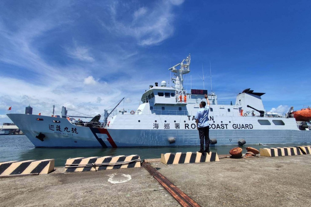 Taiwan’s patrol ship Hsun Hu No 9 took part in the exercise with a Japanese vessel. Photo: CNA