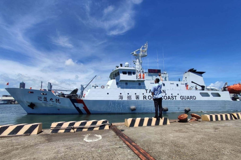 Taiwan’s patrol ship Hsun Hu No 9 took part in the exercise with a Japanese vessel. Photo: CNA