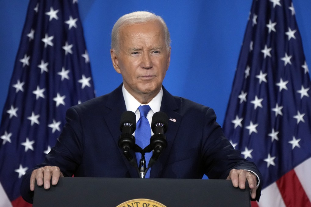 US President Joe Biden listens to a question from a reporter during a news conference in Washington on July 12. Photo: AP